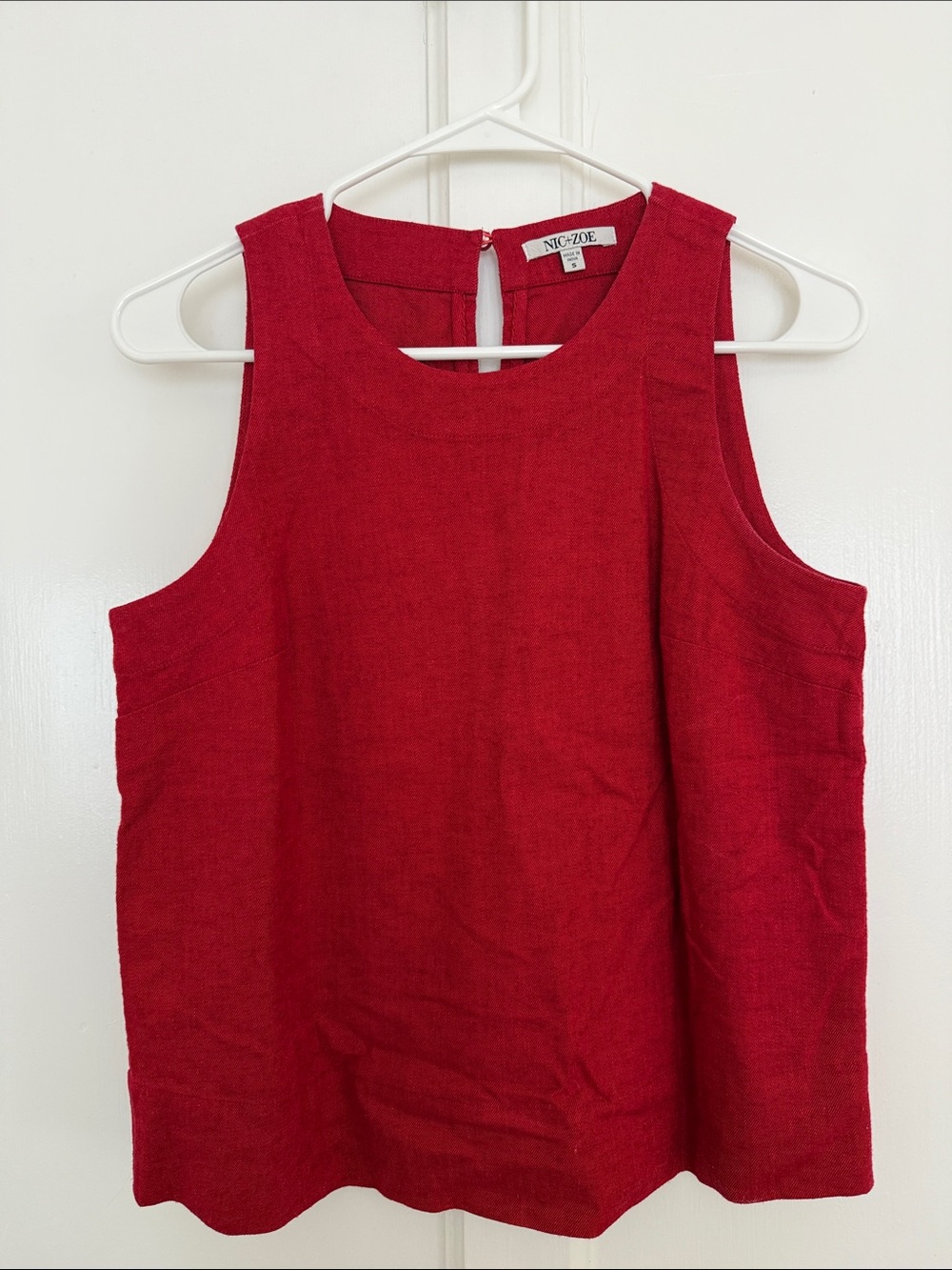 NIC+ZOE Red Sleeveless Linen-Blend Tank